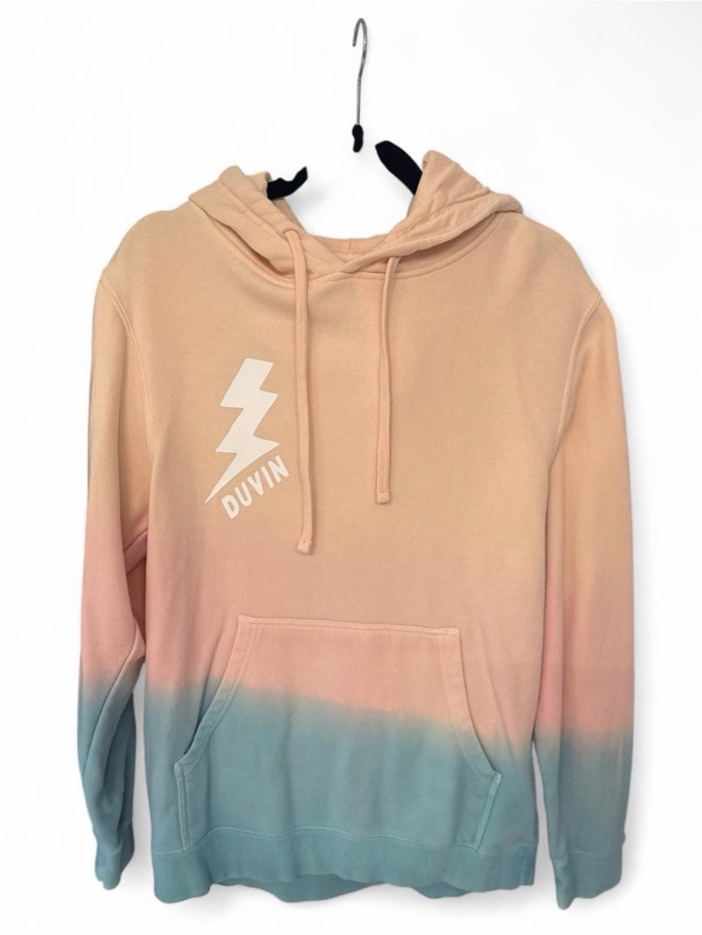 DUVIN Peach to Teal Ombre Hoodie Sweatshirt